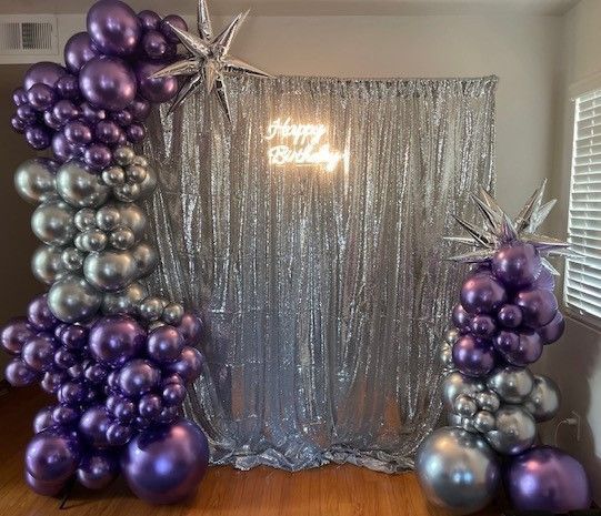 Balloon Garland With Custom Drape